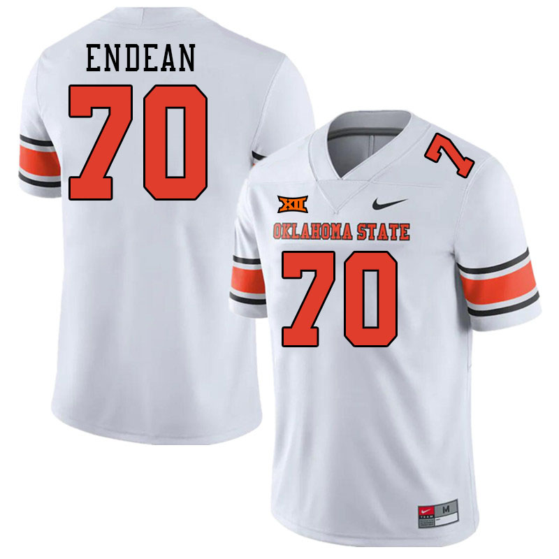 Men #70 Jack Endean Oklahoma State Cowboys College Football Jerseys Stitched-White - Click Image to Close